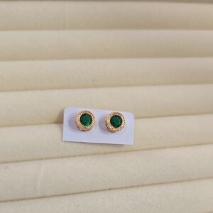Elegant Rose Gold Filled and Green Stud Earrings